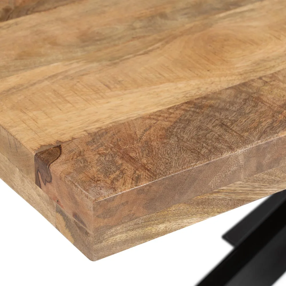 MESA COMEDOR NATURAL-NEGRO MADERA-HIERRO 160 X 90 X 79 CM - Imagen 3