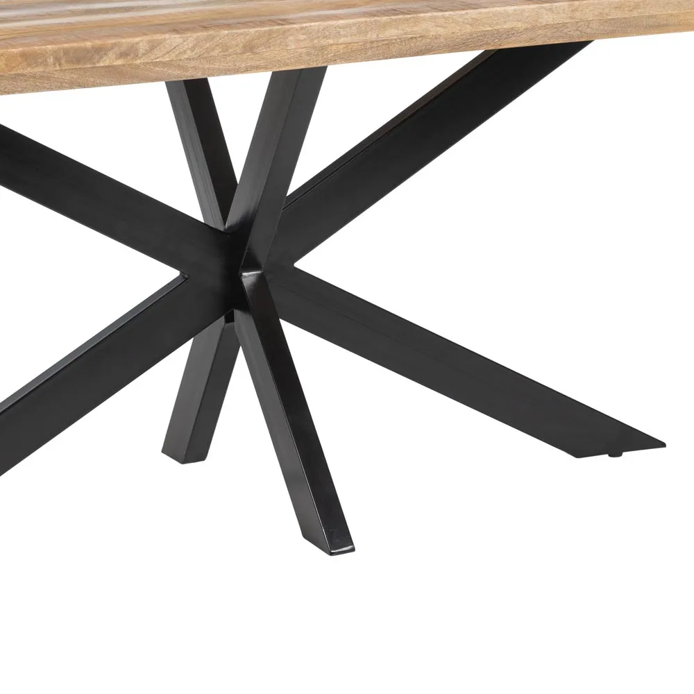 MESA COMEDOR NATURAL-NEGRO MADERA-HIERRO 160 X 90 X 79 CM - Imagen 6