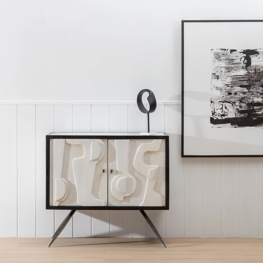 Mueble recibidor blanco-negro 102 x 41 x 93 cm