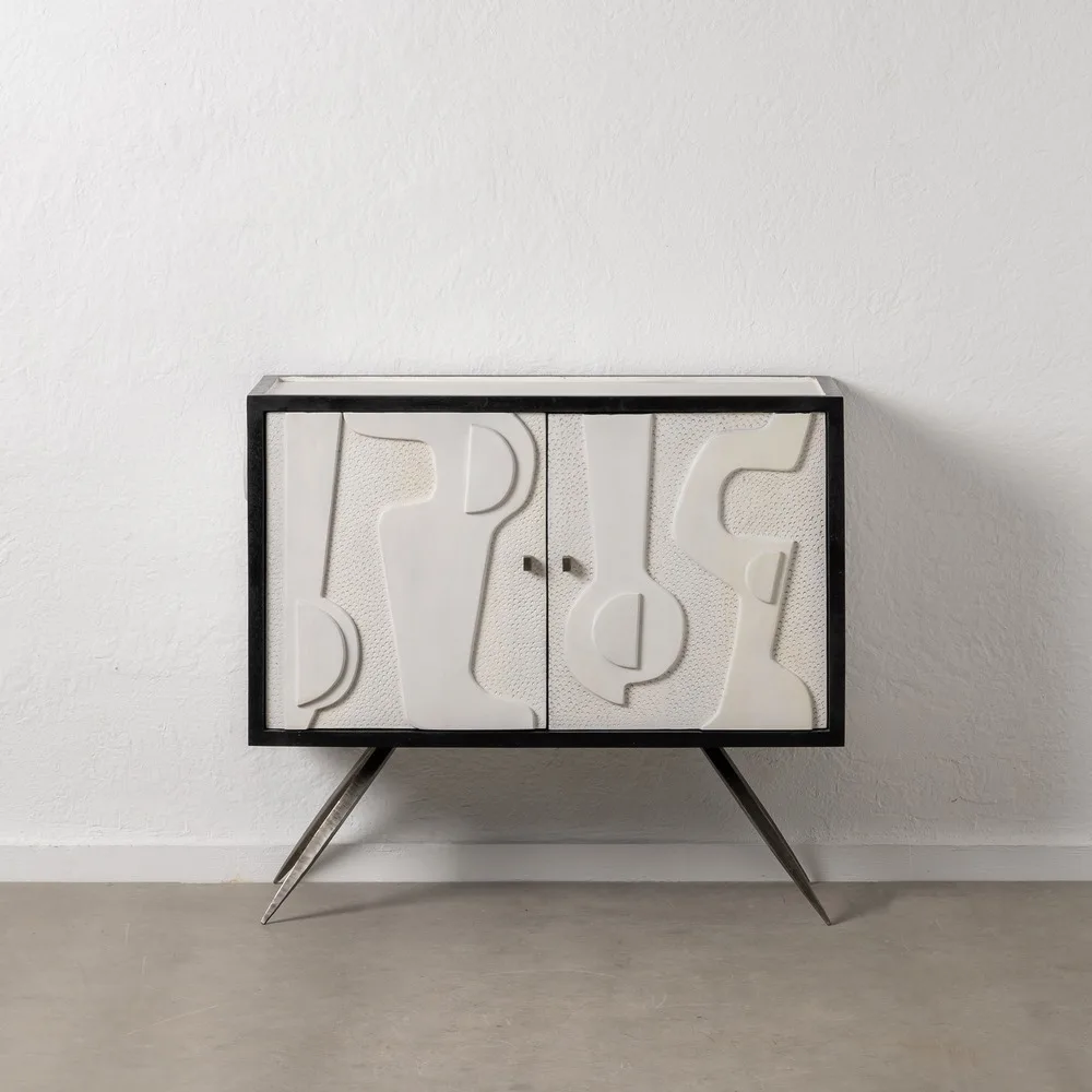 Mueble recibidor blanco-negro 102 x 41 x 93 cm