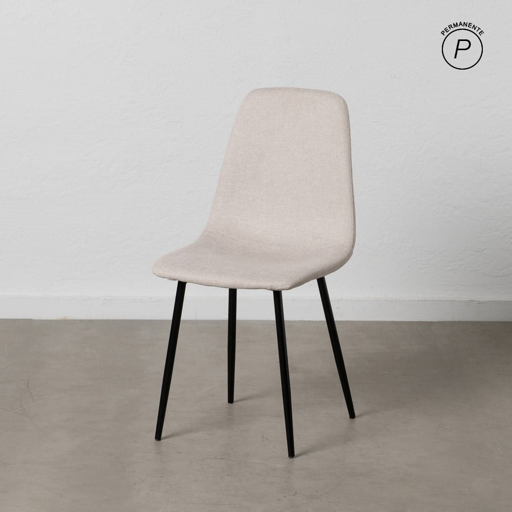 SILLA CREMA TEJIDO-METAL SALÓN 43 X 52 X 87 CM