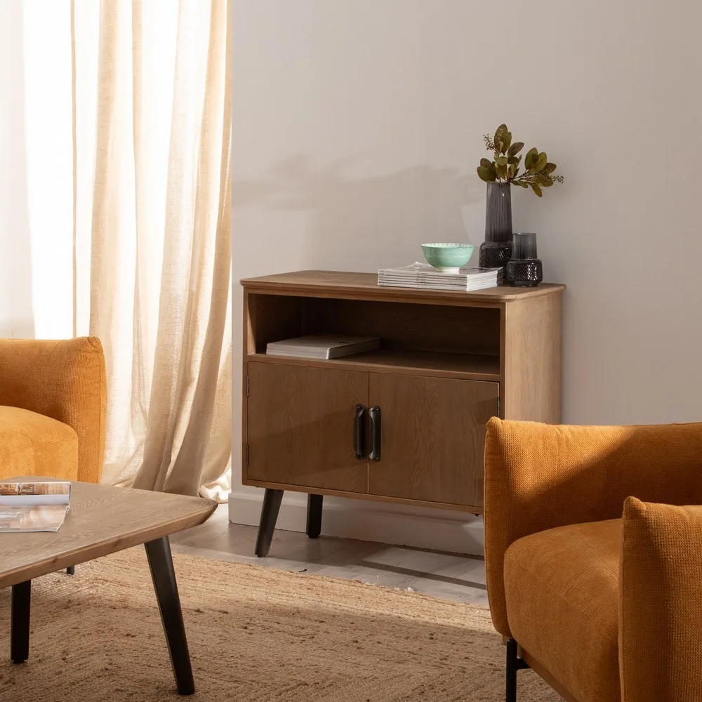 MUEBLE RECIBIDOR NATURAL-NEGRO 90 X 41 X 81 CM - Imagen 2
