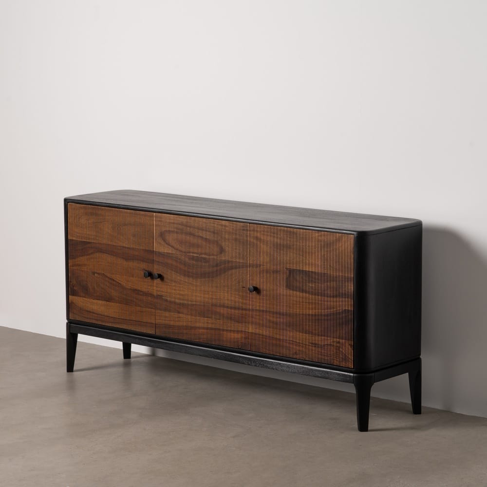Aparador de madera de sheesham y mango de 160 x 40 x 75 cm para salón
