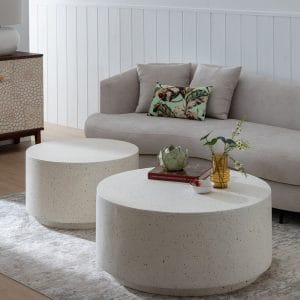 MESA CENTRO BLANCO FIBRA DE MAGNESIO 90 X 90 X 40 CM