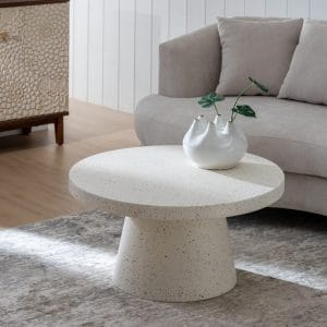 MESA CENTRO BLANCO FIBRA DE MAGNESIO 80 X 80 X 38 CM