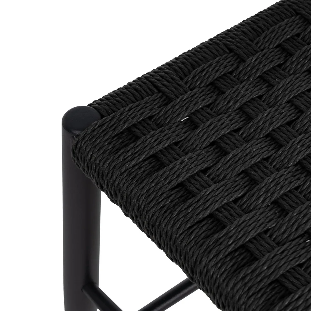 Banco negro cuerda-metal 100 x 35 x 46 cm