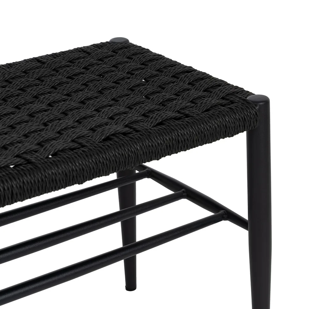 Banco negro cuerda-metal 100 x 35 x 46 cm