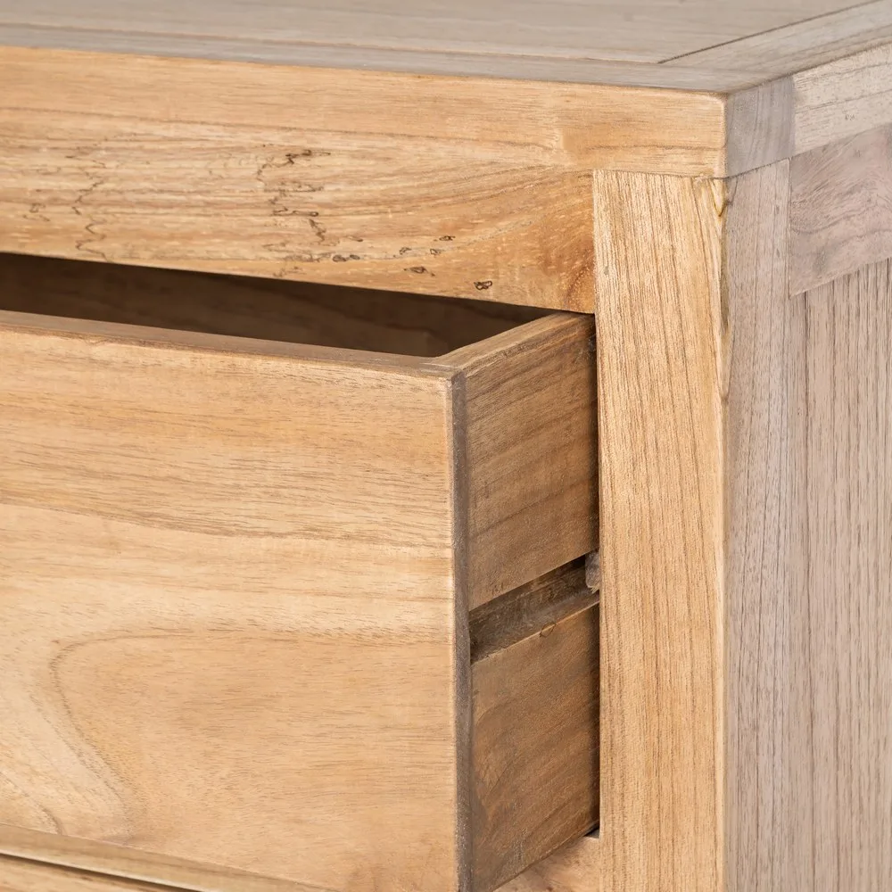 Perspectiva general de la cómoda de madera de mindi 90 cm