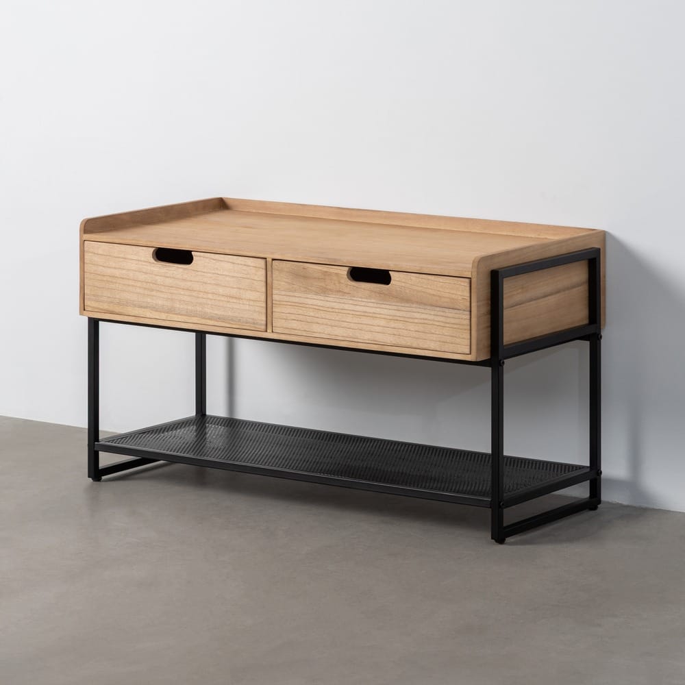 MUEBLE CAJONES NATURAL-NEGRO DM-METAL 100 X 48 X 56,50 CM - Imagen 2