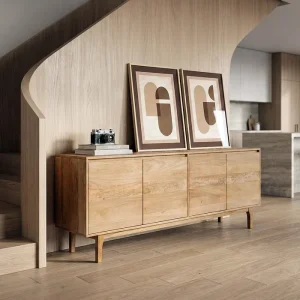 Aparador de madera de mango 200 cm de 200 x 45 x 76 cm para salón