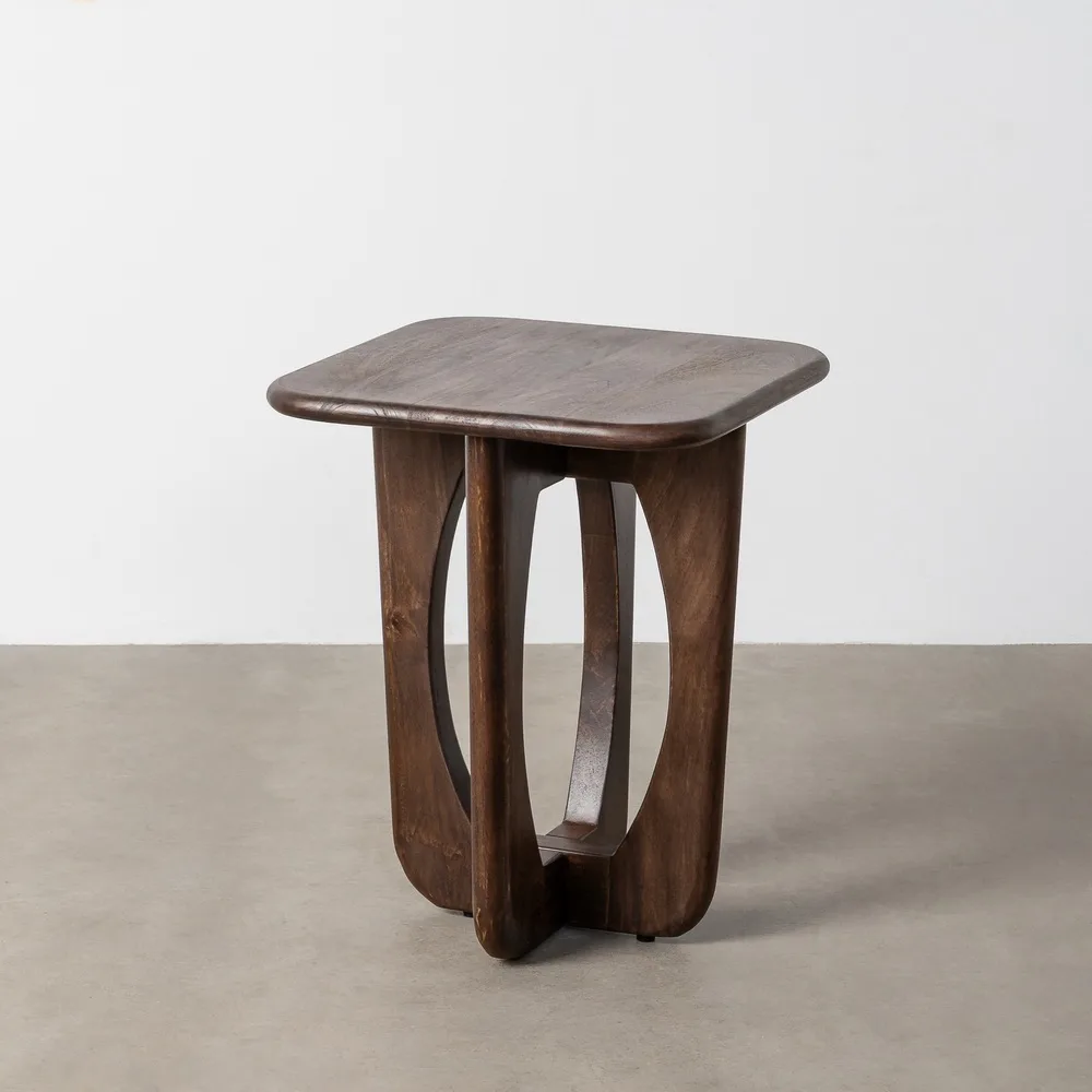 MESITA MARRÓN MADERA DE MANGO 45 X 45 X 55 CM - Imagen 2