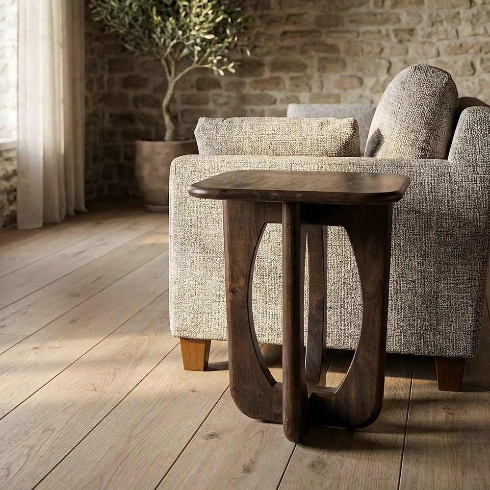 MESITA MARRÓN MADERA DE MANGO 45 X 45 X 55 CM
