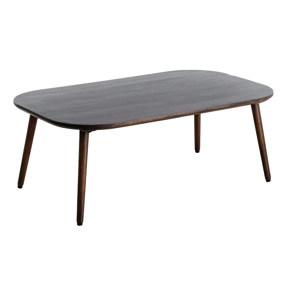 Vista frontal de la mesita de madera de mango 115 cm