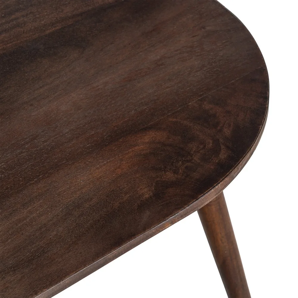 Vista lateral de la mesita de madera de mango 115 cm