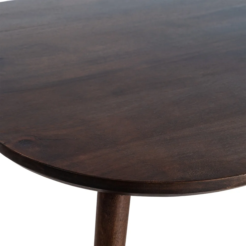 Detalle del sobre de la mesita de madera de mango 115 cm