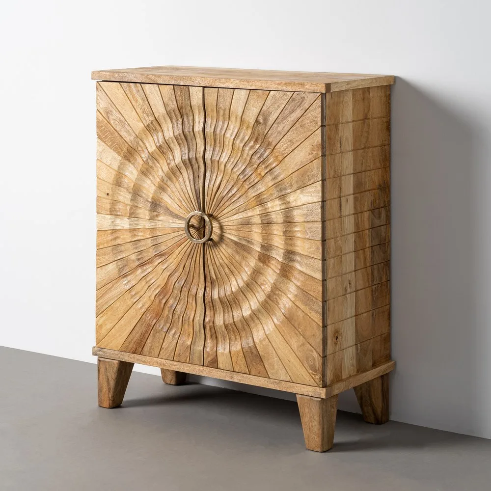 Armario cabinet madera mango natural detalle puerta