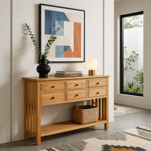 CONSOLA NATURAL MADERA MINDI ENTRADA 130 X 35 X 85 CM