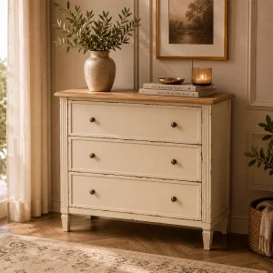 CÓMODA BEIGE MADERA 90 X 42 X 85 CM