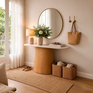 CONSOLA BEIGE PIEDRA PIEDRA SINTERIZADA 120 X 40 X 77 CM