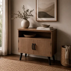 MUEBLE RECIBIDOR NATURAL-NEGRO 90 X 41 X 81 CM