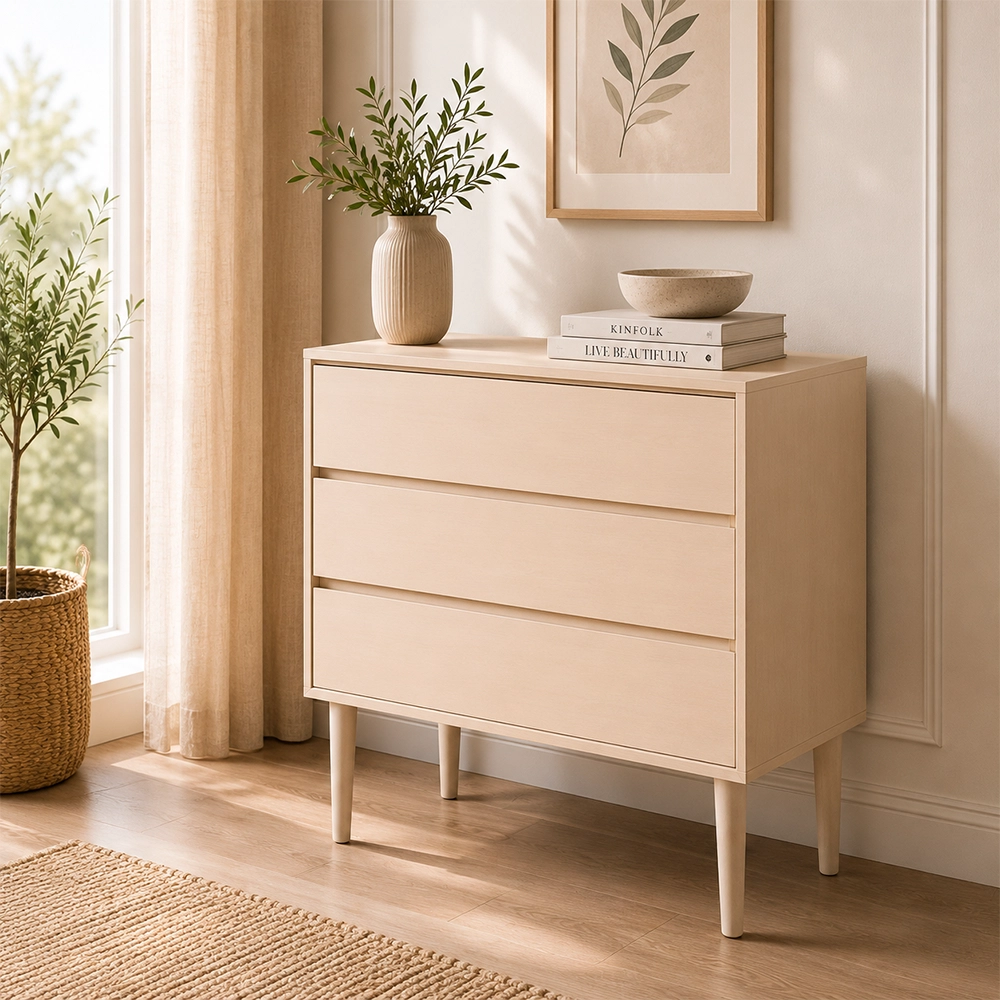 Cómoda crema de dormitorio de 75 x 35 x 75 cm