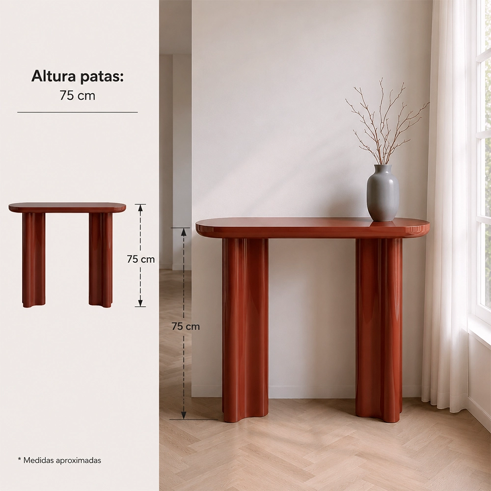 CONSOLA LACADO GRANATE DM ENTRADA 120 X 35 X 80 CM - Imagen 2