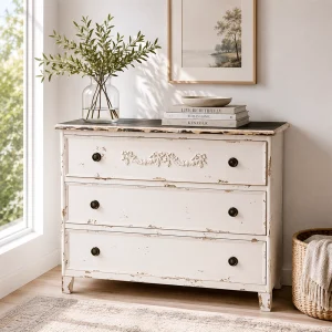 CÓMODA BLANCO ROZADO MADERA 105 X 50 X 87,50 CM