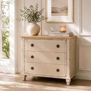 CÓMODA CREMA MADERA 80 X 38 X 73 CM