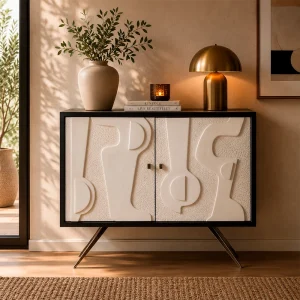 MUEBLE RECIBIDOR BLANCO-NEGRO 102 X 41 X 93 CM