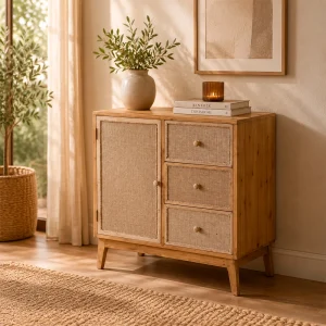 MUEBLE RECIBIDOR NATURAL DM-MADERA 75,50 X 37 X 75,50 CM