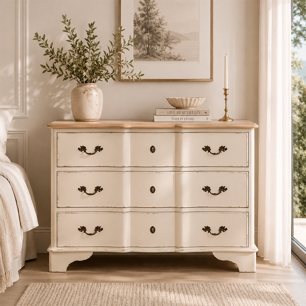 Cómoda natural y crema 100 cm de 100 x 45 x 80 cm para dormitorio