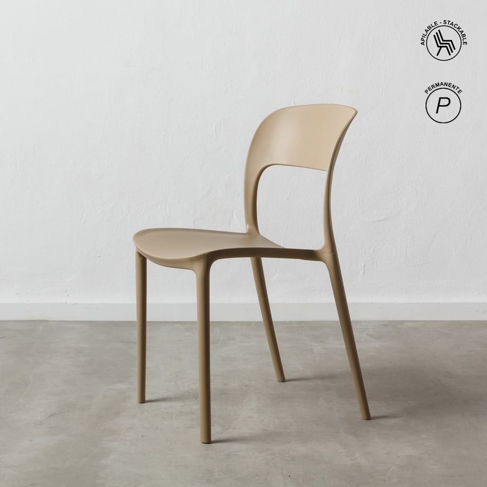 Silla apilable beige de polipropileno Ref. 152649