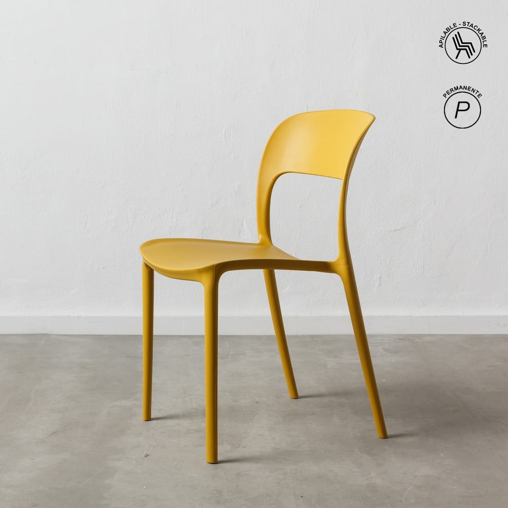 SILLA APILABLE AMARILLO POLIPROPILENO 43 X 43 X 83,20 CM