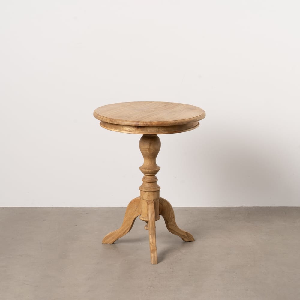 Mesa auxiliar madera mindi natural de 50 x 50 x 64 cm, Ref. 613026