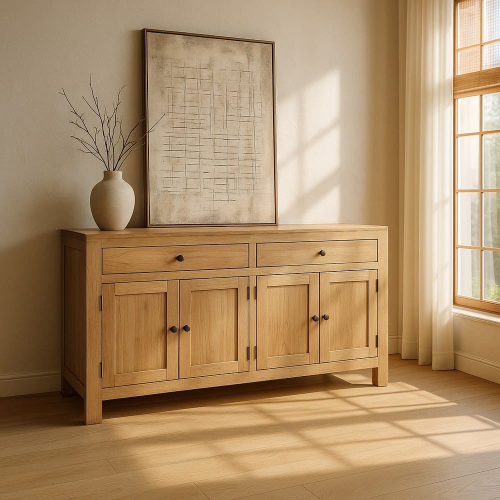 Aparador mindi 140 cm de madera natural para salón Ref. 613030