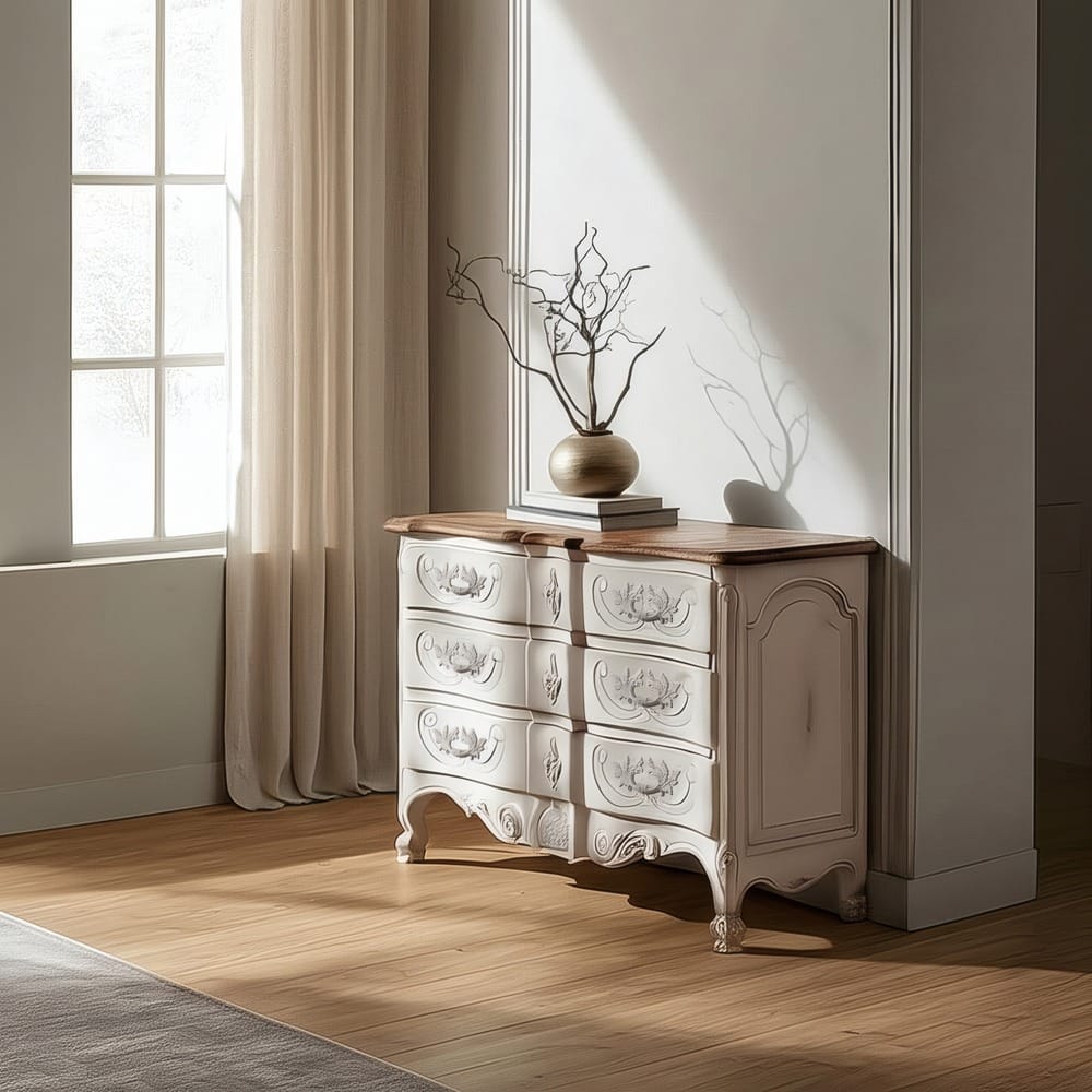 Cómoda madera mindi para dormitorio de 130 x 45 x 85 cm Ref. 613230