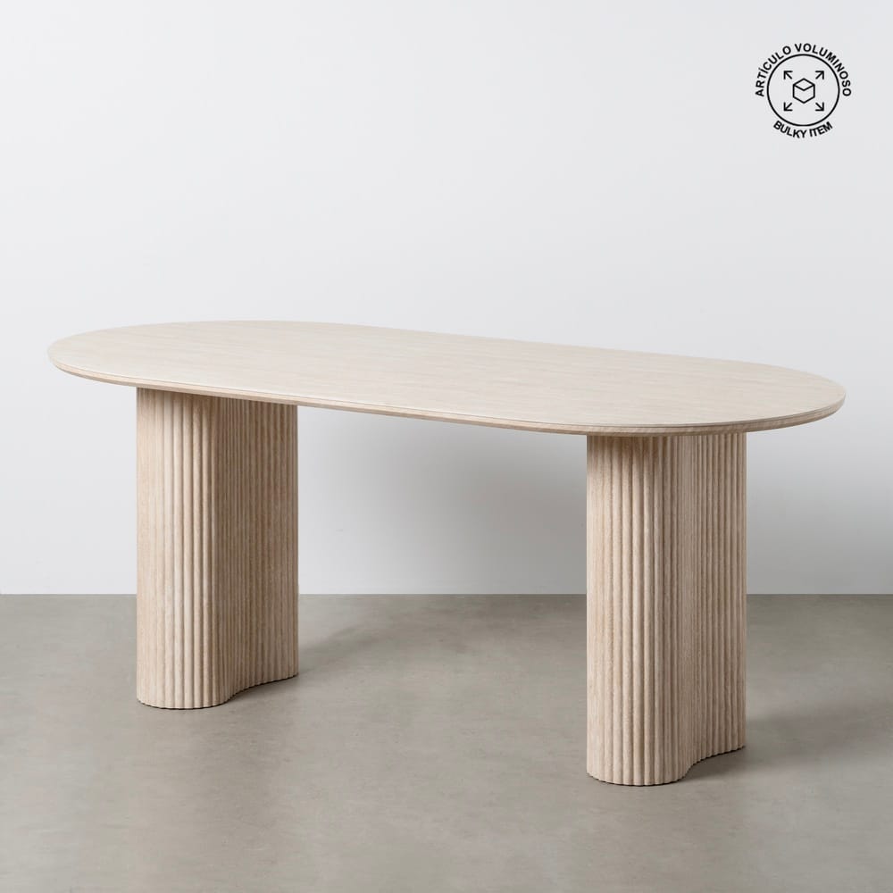 Mesa comedor beige piedra MDF 180 x 90 cm, Ref. 613520