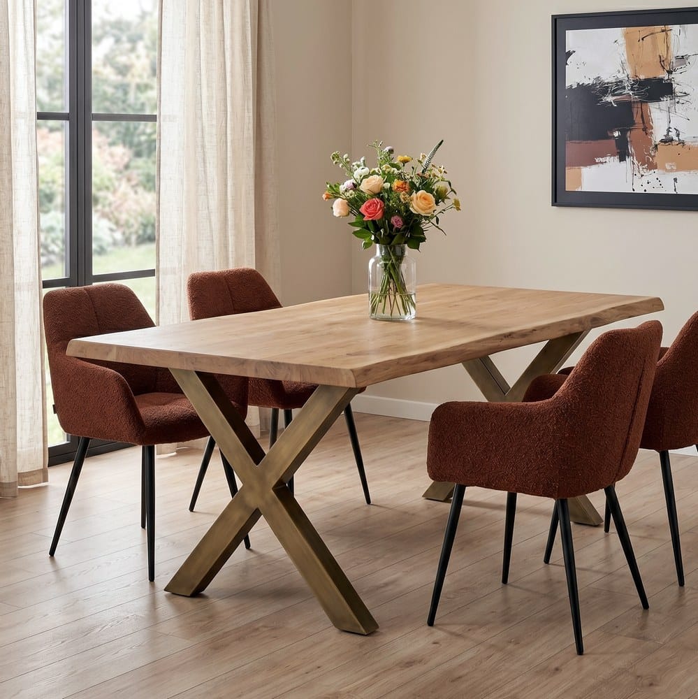 Mesa comedor DM-metal salón 180 x 90 cm, Ref. 616381