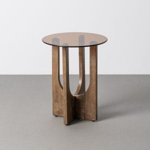 MESA AUXILIAR MARRÓN MADERA-CRISTAL 40 X 40 X 51 CM