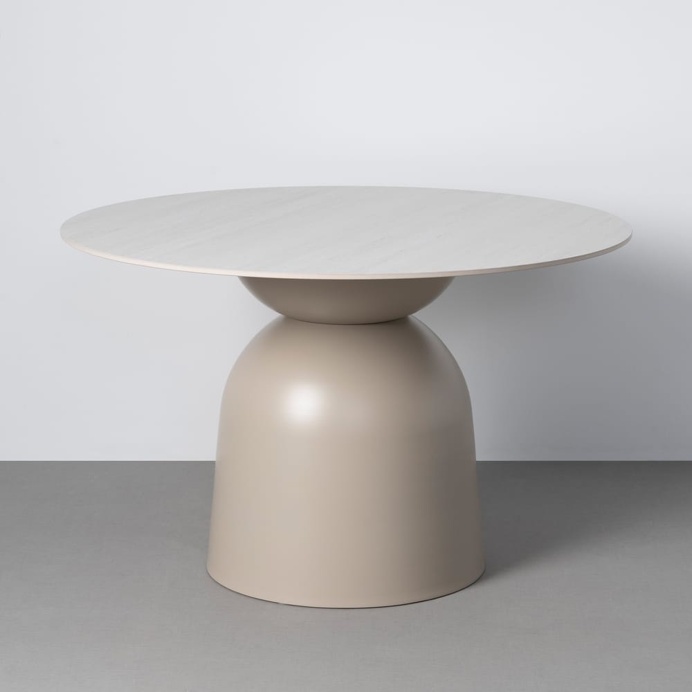 Mesa comedor beige piedra sinterizada 120 x 120 x 75 cm Ref. 617061