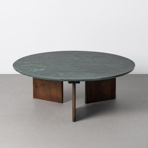 MESA CENTRO VERDE PIEDRA NATURAL-MADERA 100 X 100 X 35 CM