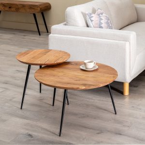 Set de 2 mesas de centro de acacia Ref. 608747