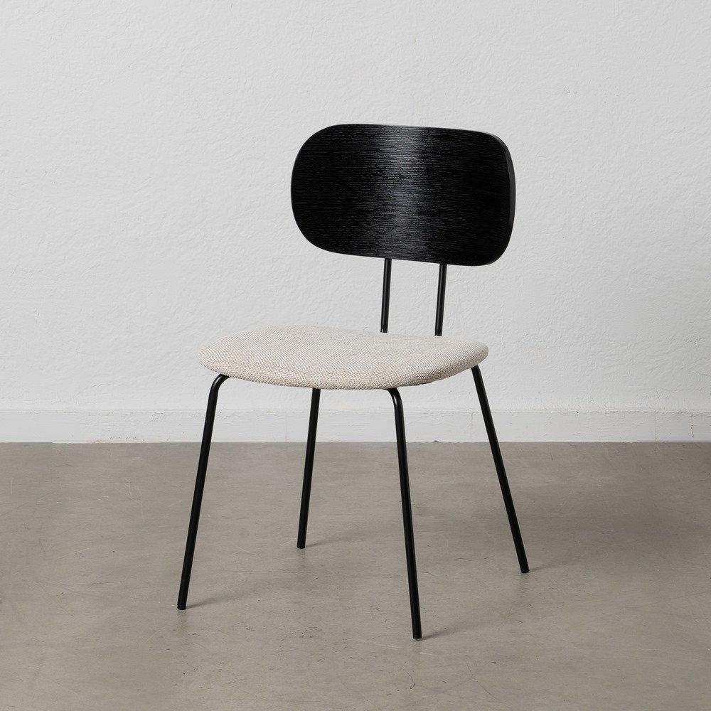 SILLA NEGRO-BLANCO TEJIDO-METAL SALÓN 48 X 55 X 82,50 CM