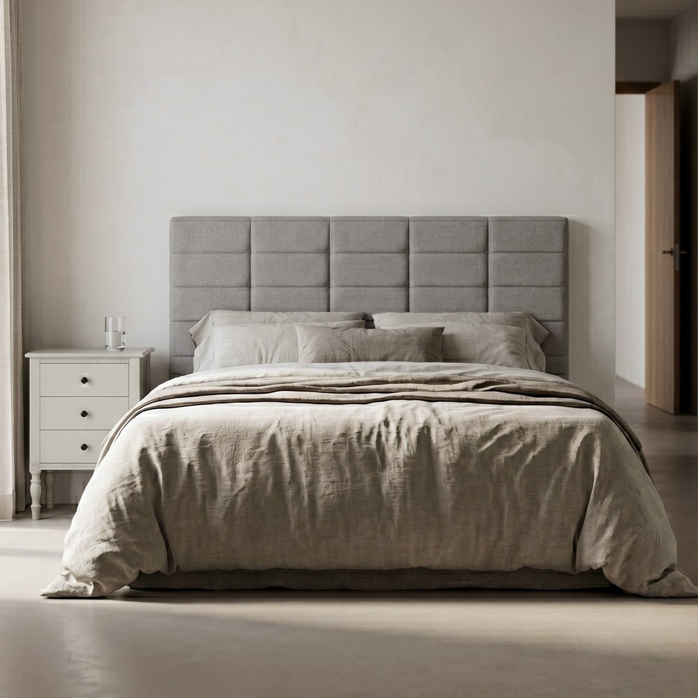 CABECERO GRIS TEJIDO DORMITORIO 190 X 8 X 100 CM