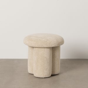 PUF BEIGE TEJIDO SALÓN 41 X 41 X 43 CM