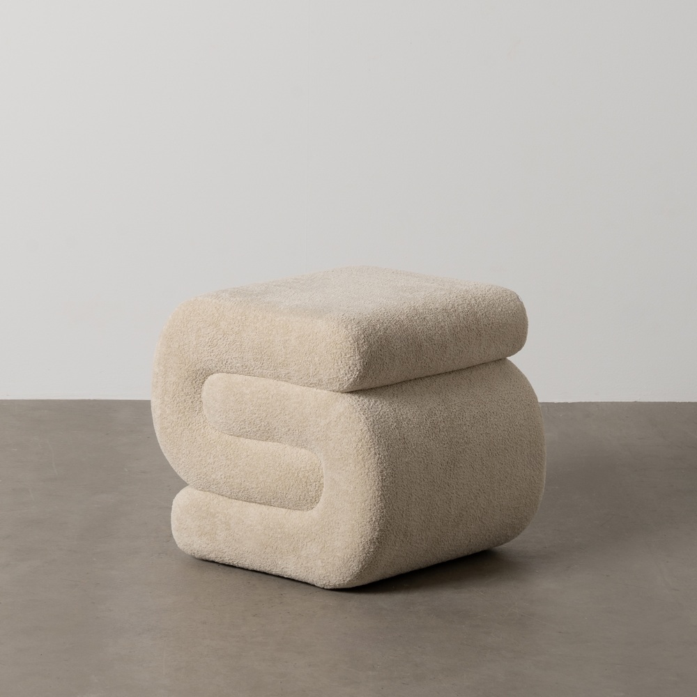 PUF BEIGE TEJIDO SALÓN 51 X 47 X 45 CM