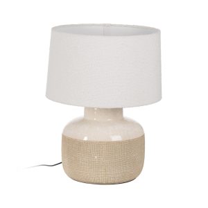 LÁMPARA MESA BEIGE CERÁMICA ILUMINACIÓN 43 X 43 X 56 CM