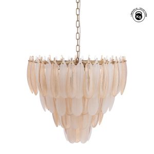 LÁMPARA TECHO PLUMAS CHAMPÁN CRISTAL 60 X 60 X 55 CM