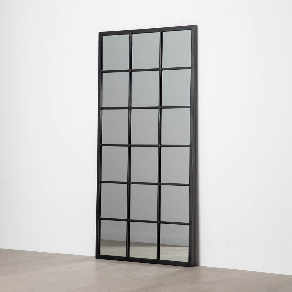 ESPEJO NEGRO MADERA DECORACIÓN 90 X 3 X 180 CM