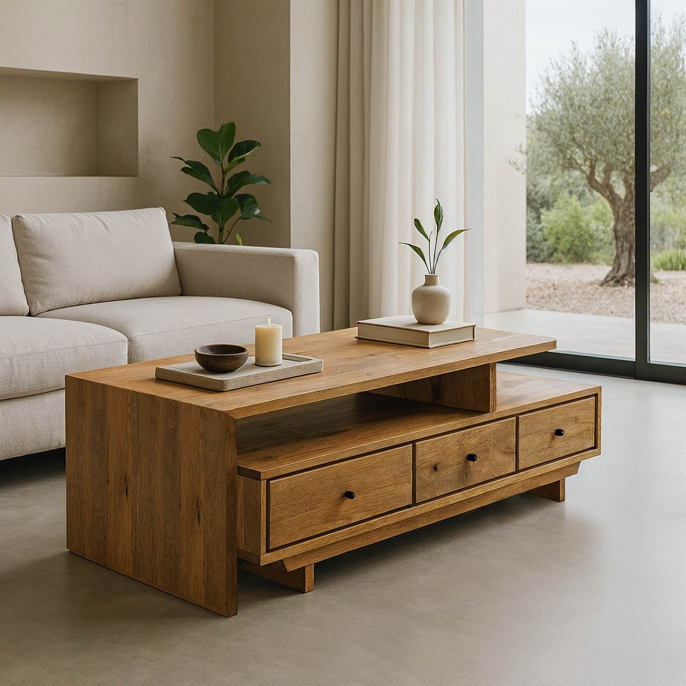 Mesa de centro de mango con cajones Ref. 615301
